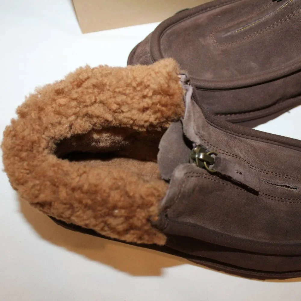 NIB UGG WOMEN'S FUNKARRA ZIP FRONT SHEARLING CUFF SUEDE ANKLE‎ BOOTS
